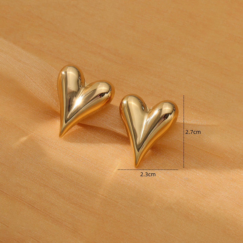Gold-Plated Anti-Tarnish Heart Themed Earrings for Women