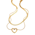 Gold-Plated Anti-Tarnish Heart Themed Layered Necklace for Women