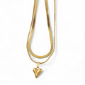Gold Plated Anti-Tarnish Heart Themed Layered Necklace for Women