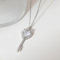 Anti Tarnish American Diamond Studded Heart Key Pendant