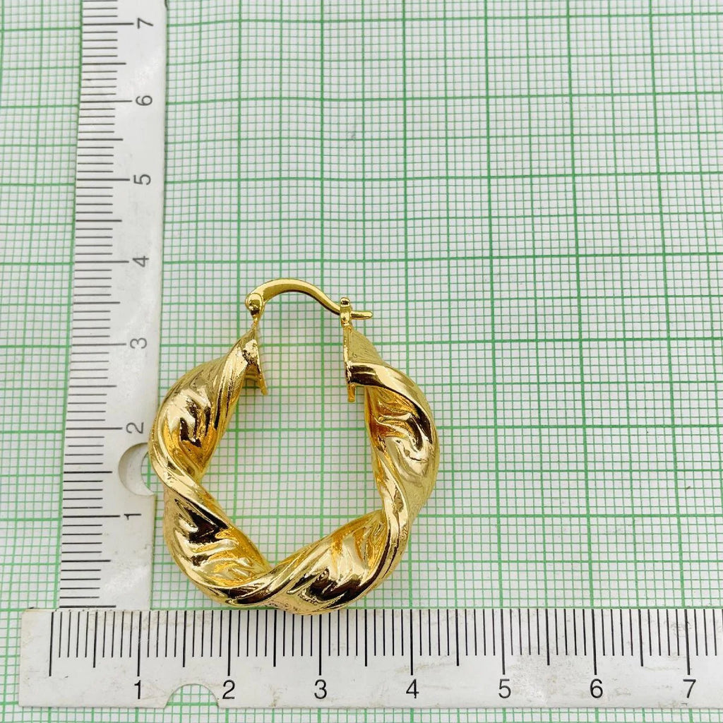 Stylish Stainless Steel Curly Gold Hoop Earring Pair For Women