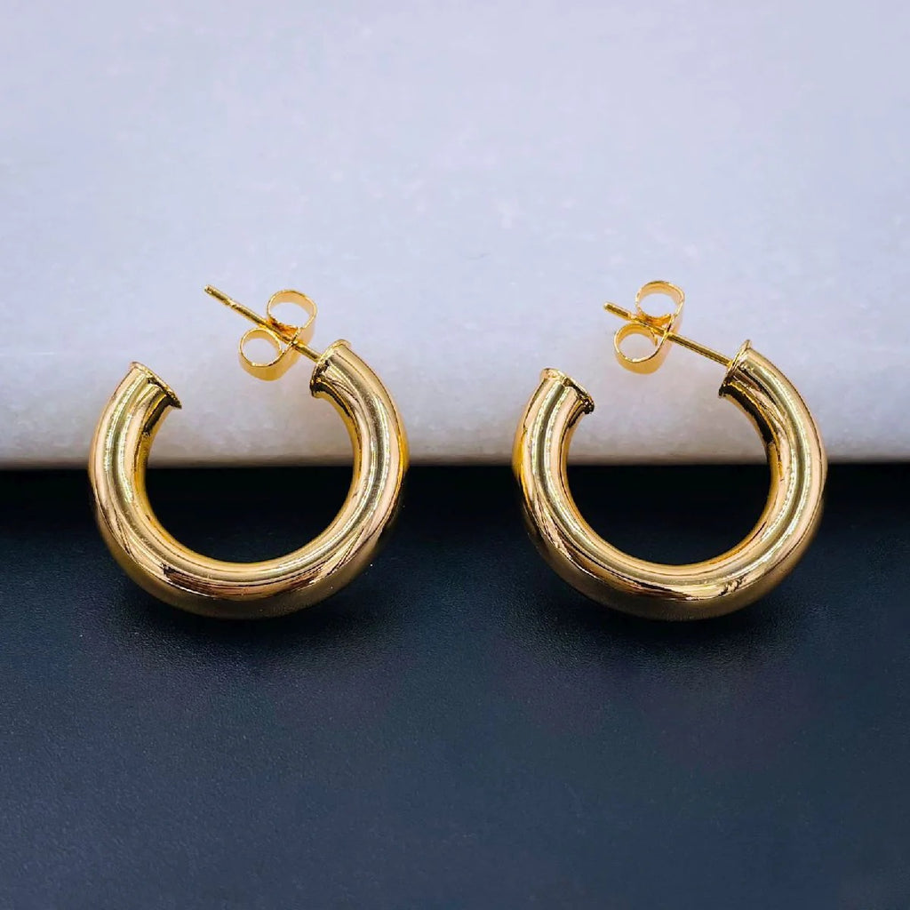 Anti Tarnish 18K Gold Plated Stainless Steel Hoop Earrings for Women
