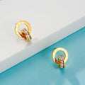 Elegant Titanium Steel Double-Wound Roman Numerals Crystal Stud Earrings by a Luxury Brand - Women's Exquisite Jewelry Accessories