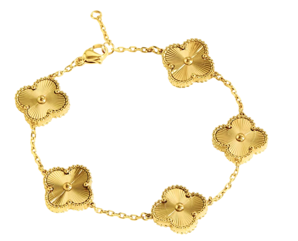 Gold-Plated Golden Anti-Tarnish Clover Bracelet for Girls and Women