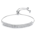 Dual Strand Round Cut Cubic Zirconia White Matrix Anti-Tarnish Tennis Bracelet