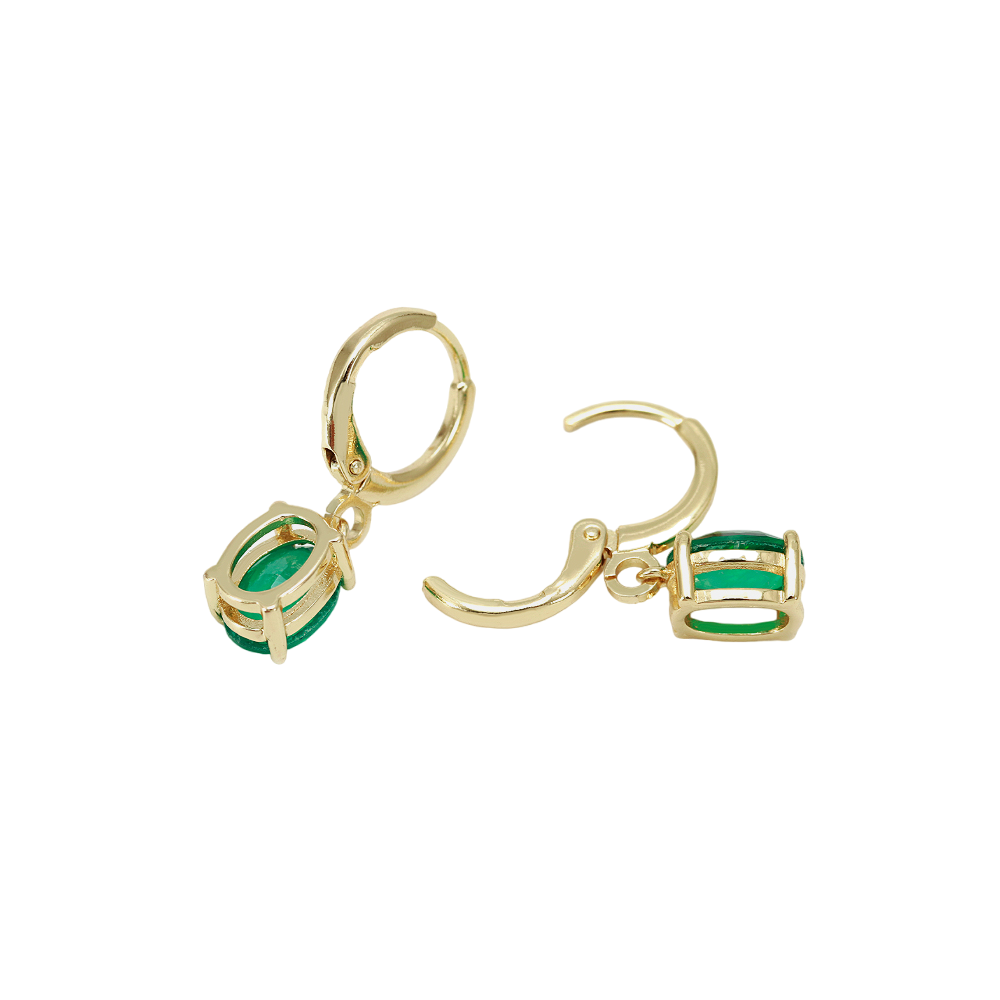 Beautiful design green agate gemstone Stainless Steel Earrings