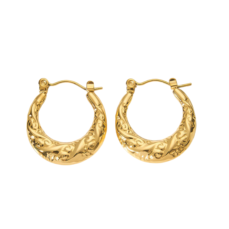 18K Gold Plated Stainless Steel Round Geometric Hoop Earring