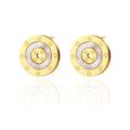 Korean Style Stainless steel round inlaid gold plated earrings