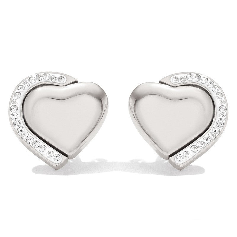 18K Gold plated Cubic Zircon Stud Stainless Steel heart shaped earrings for women