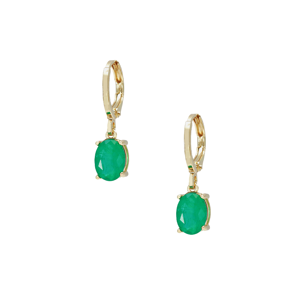 Beautiful design green agate gemstone Stainless Steel Earrings