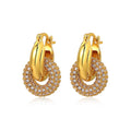 Trendy waterproof diamond stainless steel 18k goldPlated hoop earrings for women