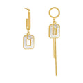Unique Asymmetry Acrylic Square White Tassels Drop Earrings For Women