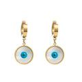 Fashion 18K Gold Plated Turkish Eye Stainless Steel Blue Earrings