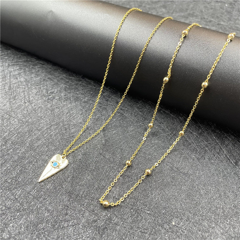 Gold Plating Two-layer Clavicle Chain Devil's Eye Pendant Nacklace For Women