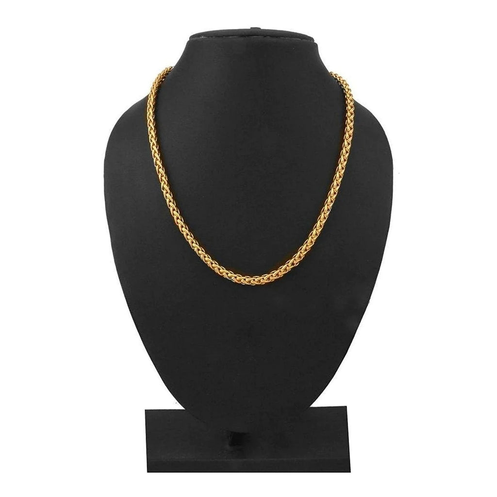 Men's Wheat Spiga Franco Chain, Gold Plated, crafted from 316L Stainless Steel