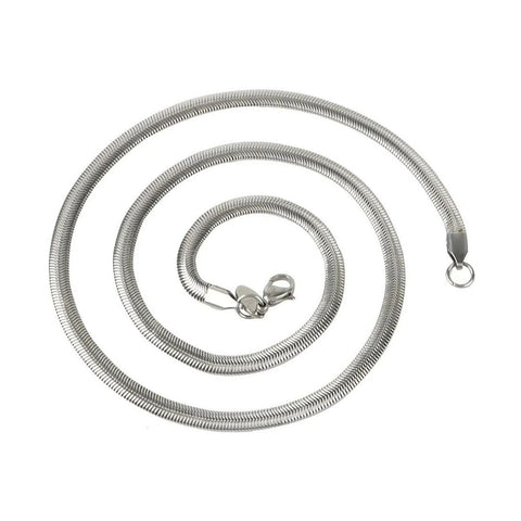 Elegant 22-Inch 316L Stainless Steel Silver Silk Herringbone Snake Chain