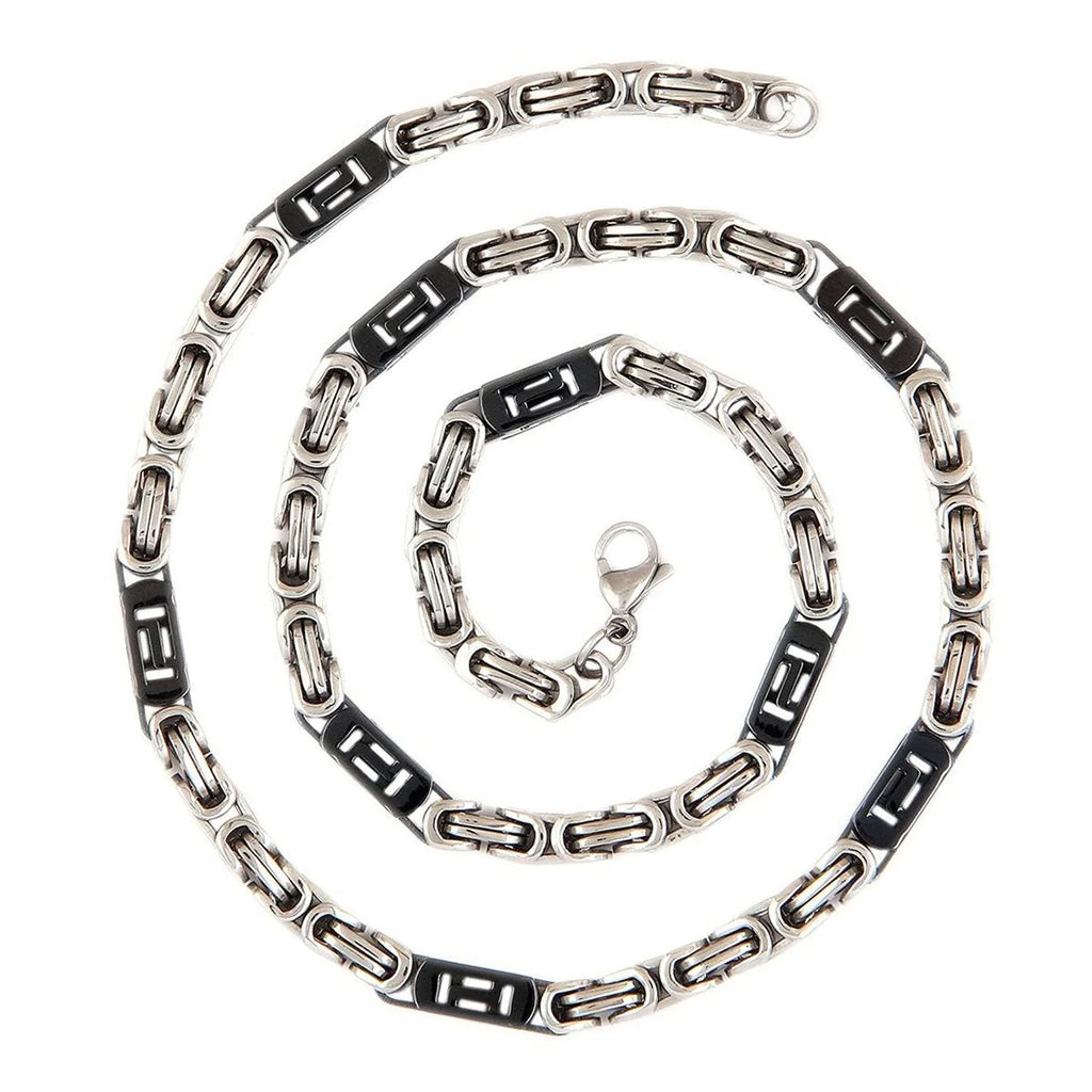 Black Silver Plated 3D Byzantine Chain made from Stainless Steel For Men