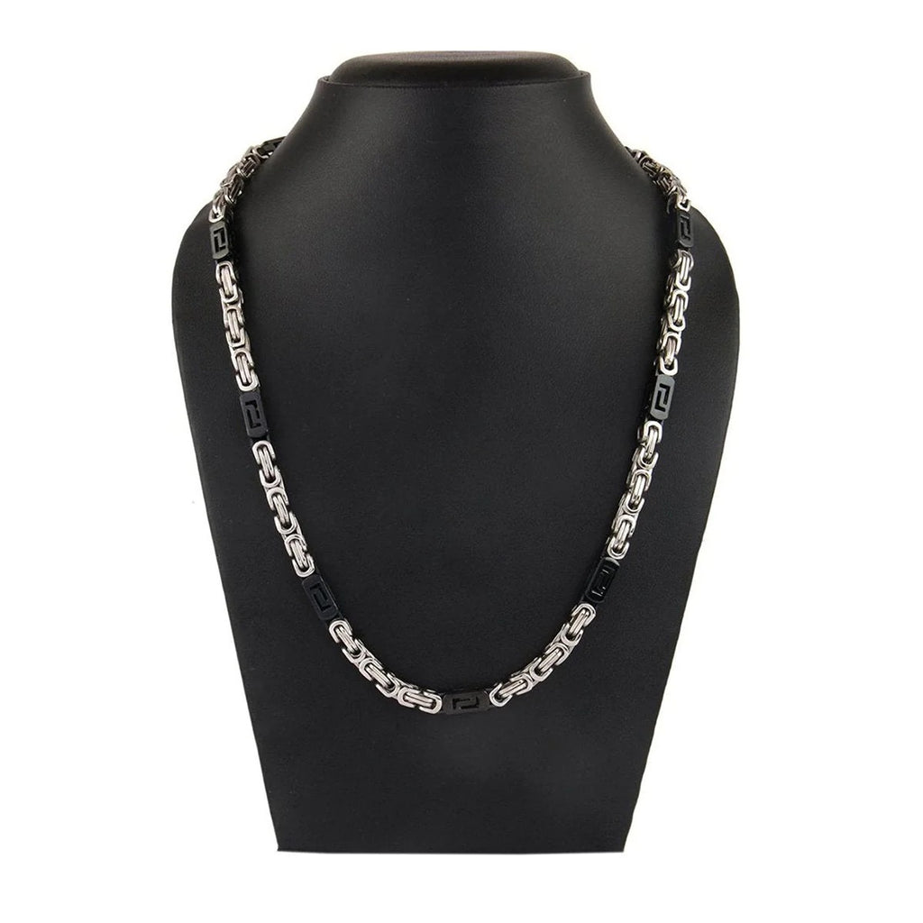 Black Silver Plated 3D Byzantine Chain made from Stainless Steel For Men