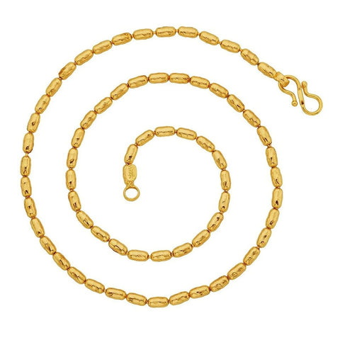 Oval Cylinder 22K Gold Plated 19-inch Chain Suitable for Men and Women