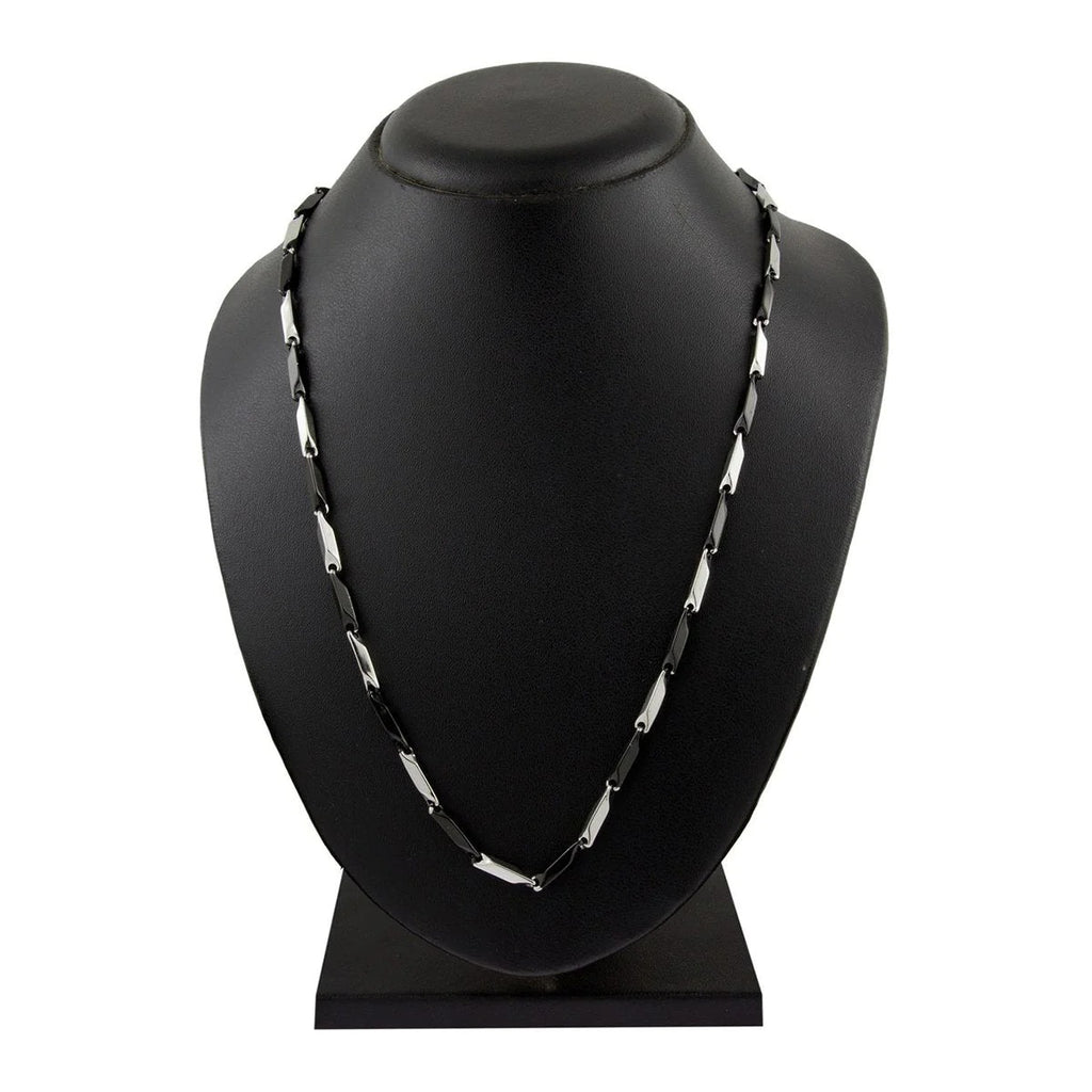 Sleek Italian Design Black Silver 316L Stainless Steel Necklace Chain for  For Men & Women