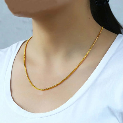 Men and Women's 316L Stainless Steel Necklace Chain with Box Link Design (23")