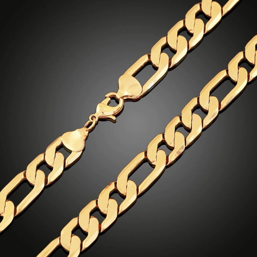 4mm Figaro Curb 18K Gold Stainless Steel 20" Chain Necklace for Men and Boys