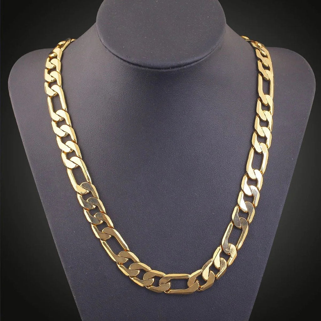 4mm Figaro Curb 18K Gold Stainless Steel 20" Chain Necklace for Men and Boys