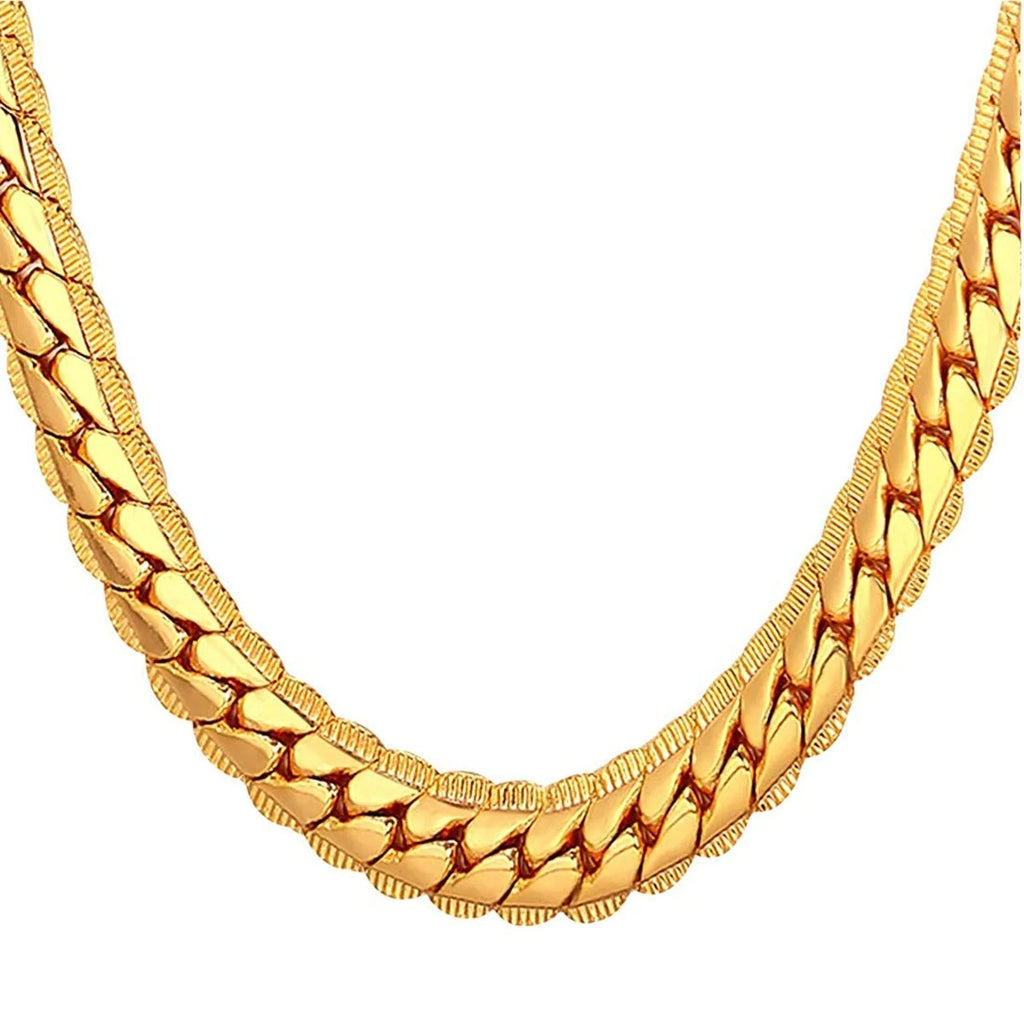 Timeless Elegance Men's Classic Curb 18K Gold & Silver 316L Stainless Steel 24" Chain Necklace