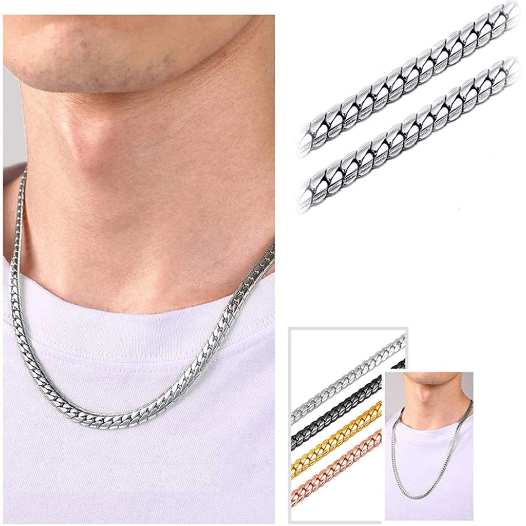 Timeless Elegance Men's Classic Curb 18K Gold & Silver 316L Stainless Steel 24" Chain Necklace