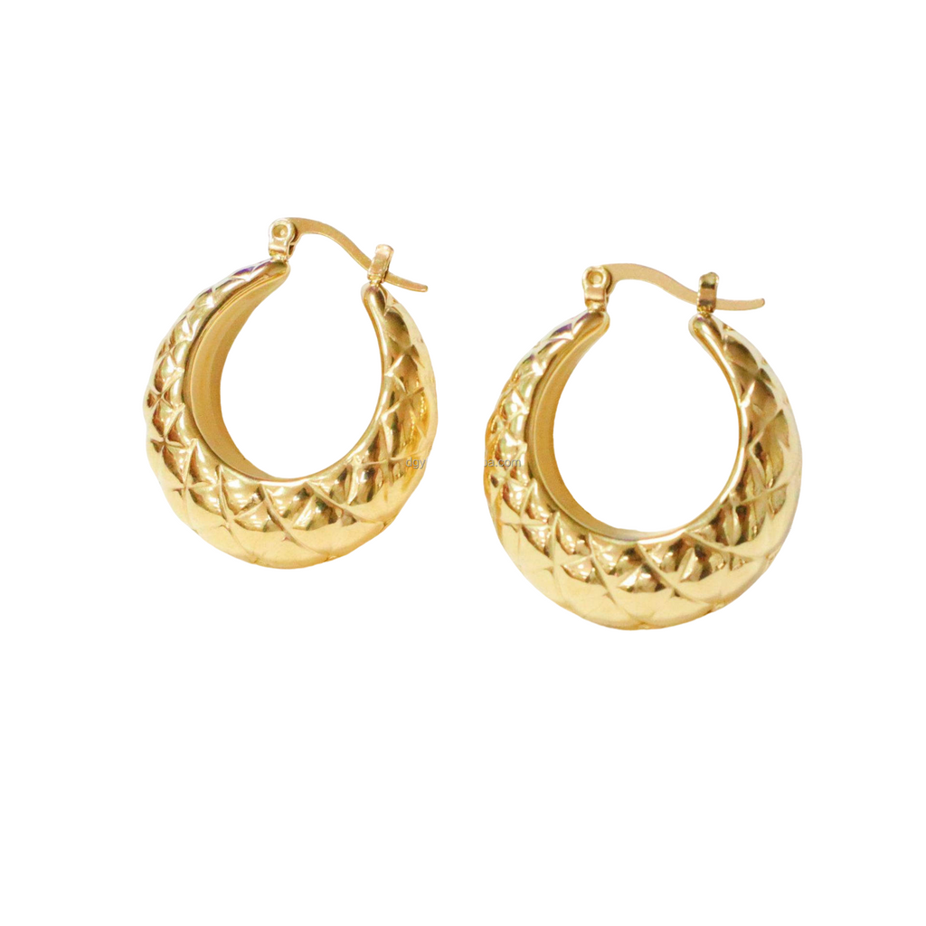 18K Gold Plated Stainless Steel Round Geometric Hoop Earrings