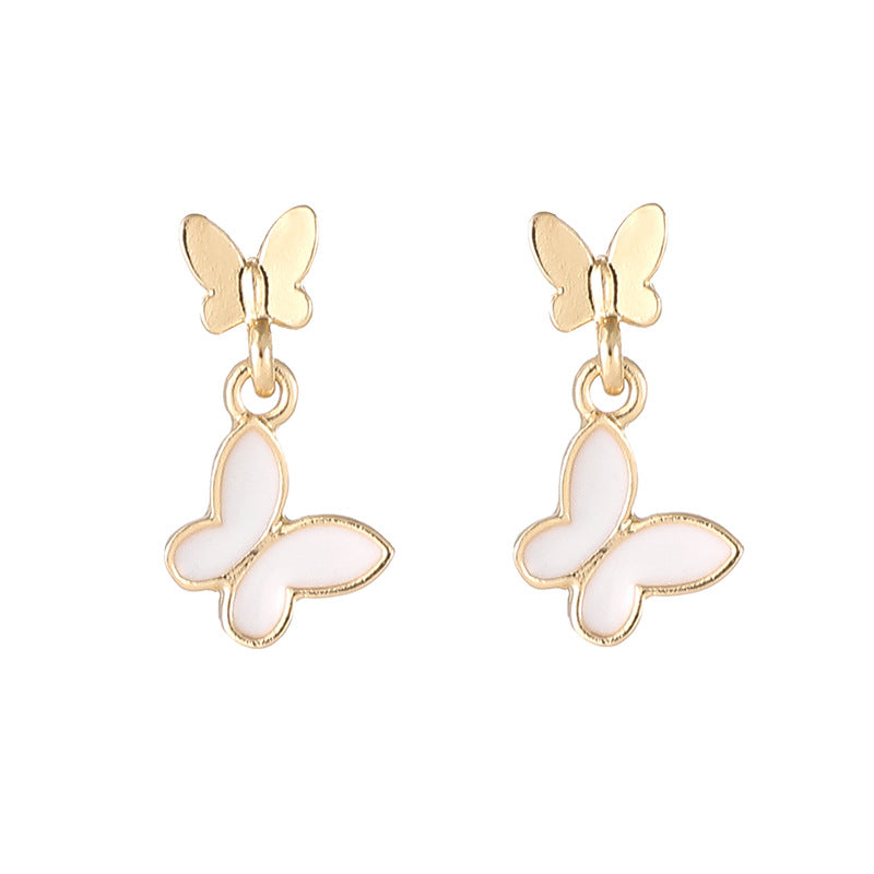Beautiful Gold plated white shell butterfly shape earrings for Women
