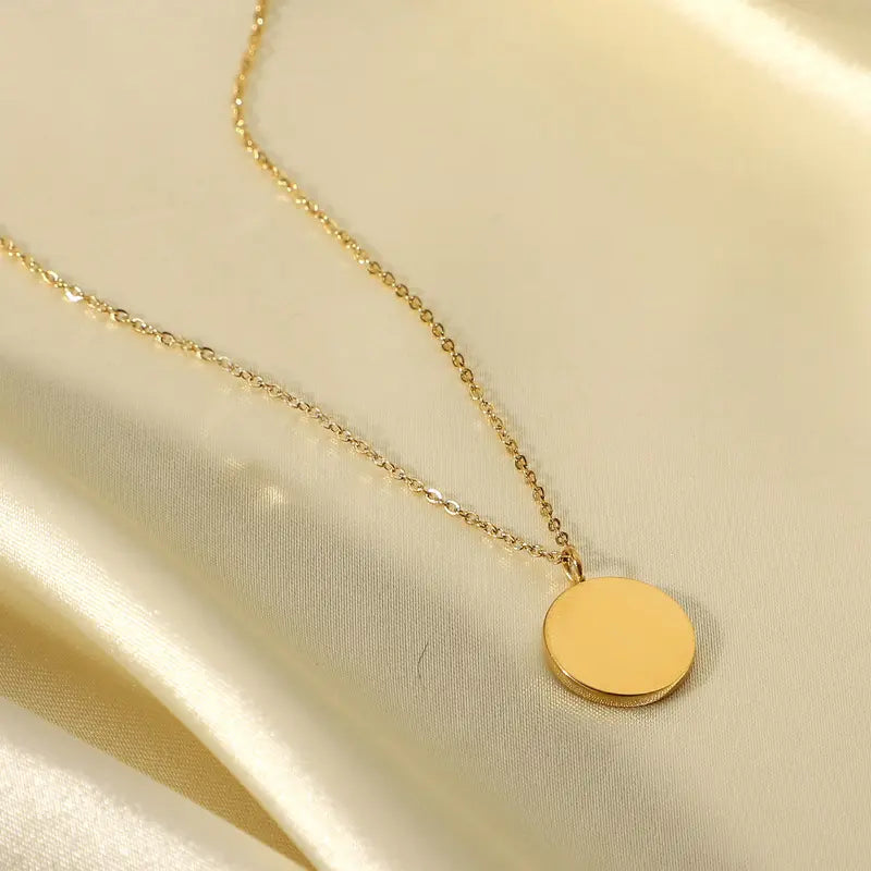 Trendy 18k Gold Plated Stainless Steel Coin Pendant Necklace For Women