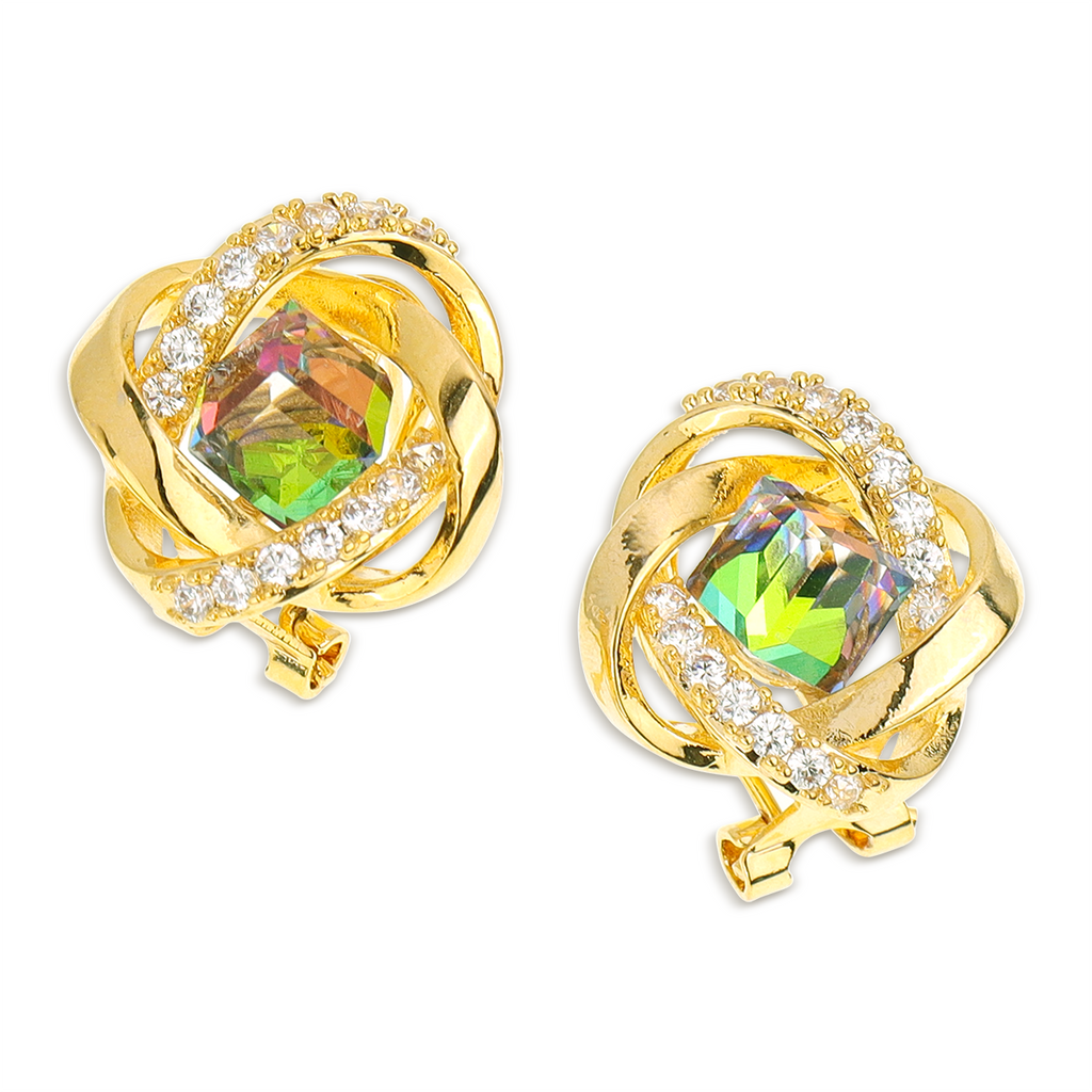 Fashion emerald green stone Gold Plated studs Earrings for Women