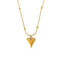 Gold Plated Anti Tarnish Heart Themed Stainless Steel Pendant Necklace for Women