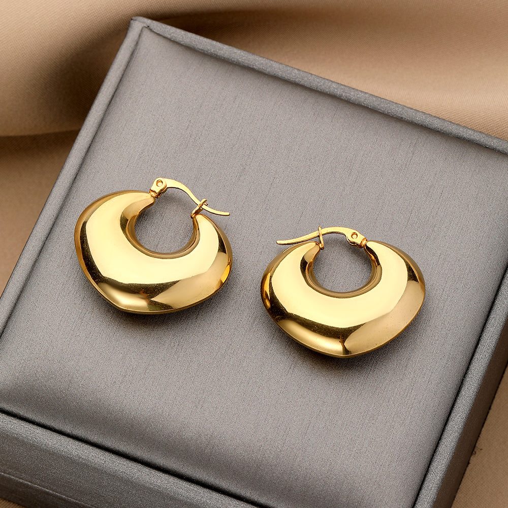 Gold Plated Anti Tarnish Chunky Statement Hoop Earrings