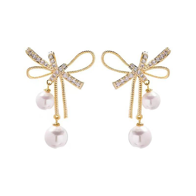 Fashion Drop Light Luxury Pearl Crystal Earrings for Women