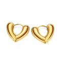 Minimalist Heart Shape 18k Gold Plated Stainless Steel Hoop Earrings for Women