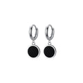 Black Enamel Round Stud Stainless steel Earring for Woman