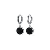 Black Enamel Round Stud Stainless steel Earring for Woman
