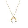New Simple Minimalist 18K Gold Plated Half Crescent Moon Necklace for Women