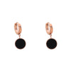 Black Enamel Round Stud Stainless steel Earring for Woman