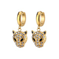 New European Leopard Head Gold Plated Stainless Steel Earrings