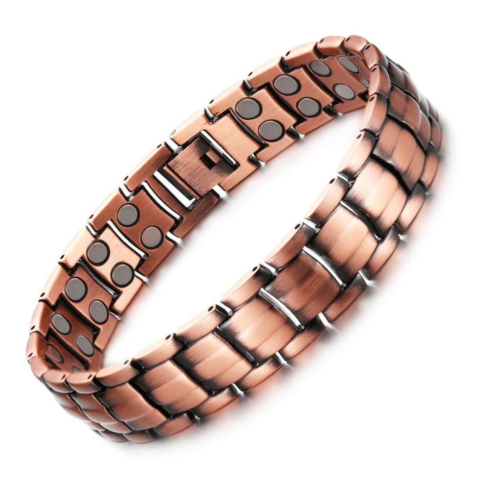 Stylish & Healing Copper Magnetic Bracelet for Men - Retro Red Copper Energy Jewelry for Health & Wellness