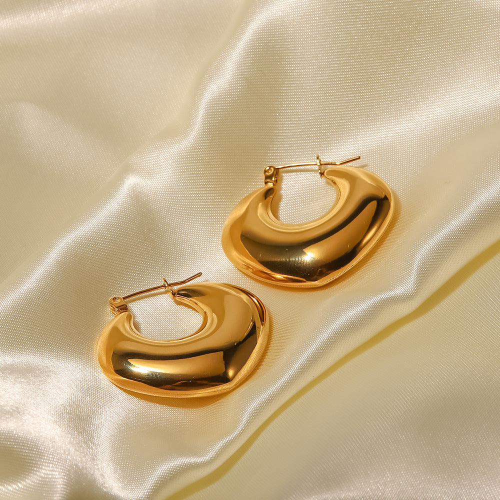 Gold Plated Anti Tarnish Chunky Statement Hoop Earrings