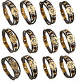 Unisex Copper Leather Wristband Bracelet with Constellation Zodiac Star