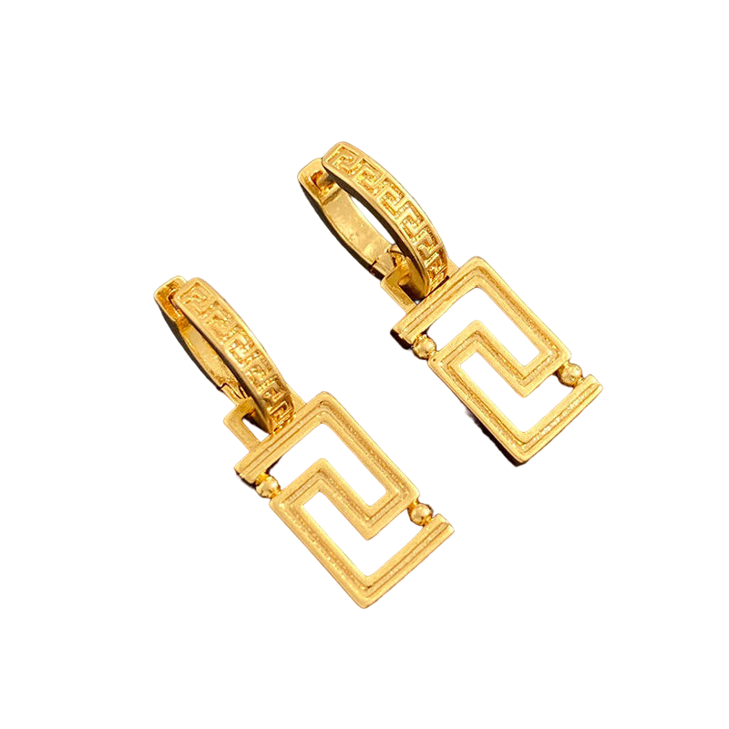 luxury and minimalist Greek ripple Gold Plated stainless steel Earrings