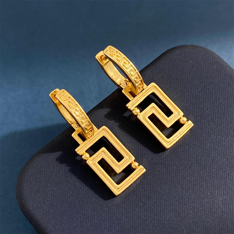 luxury and minimalist Greek ripple Gold Plated stainless steel Earrings