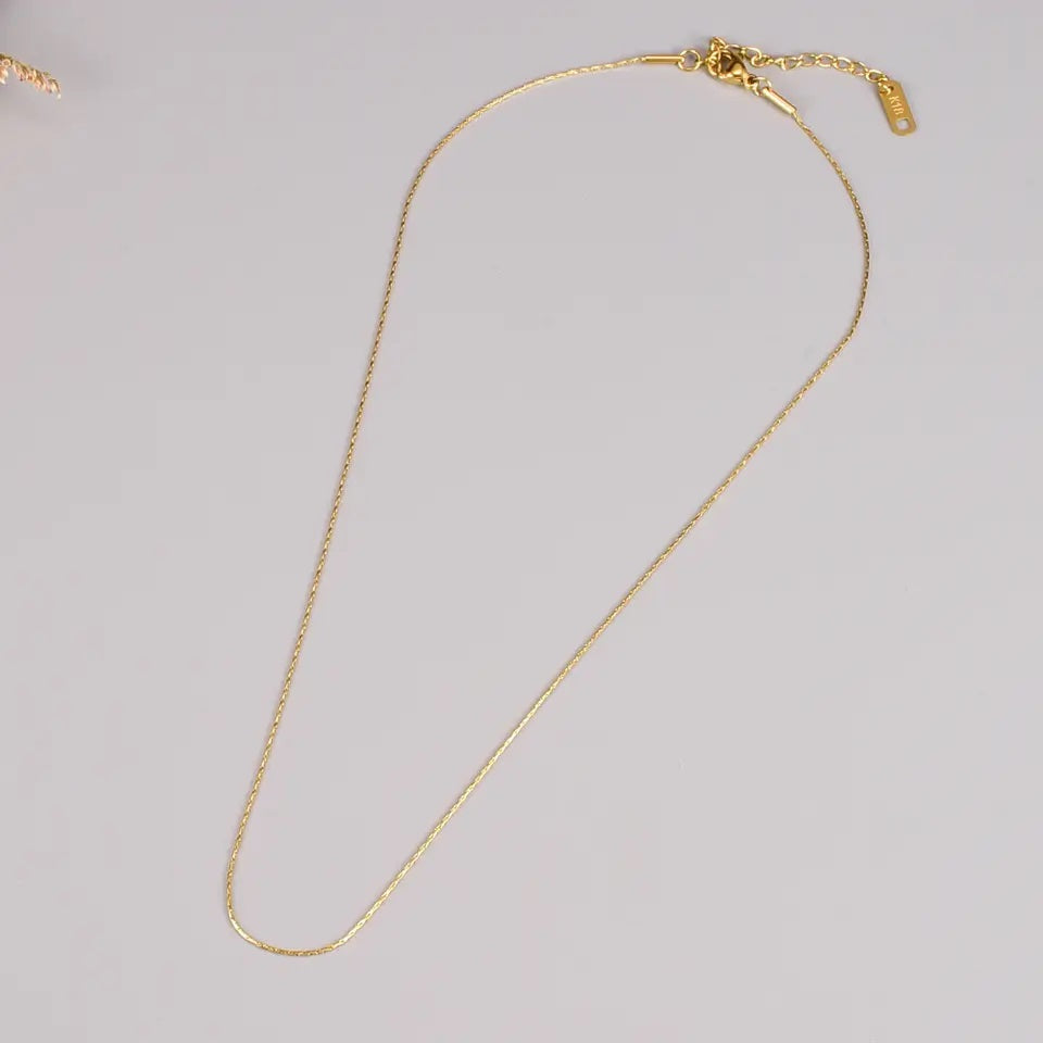 Lightweight Simple Super Thin Stacked Gold Titanium Steel Necklace for women