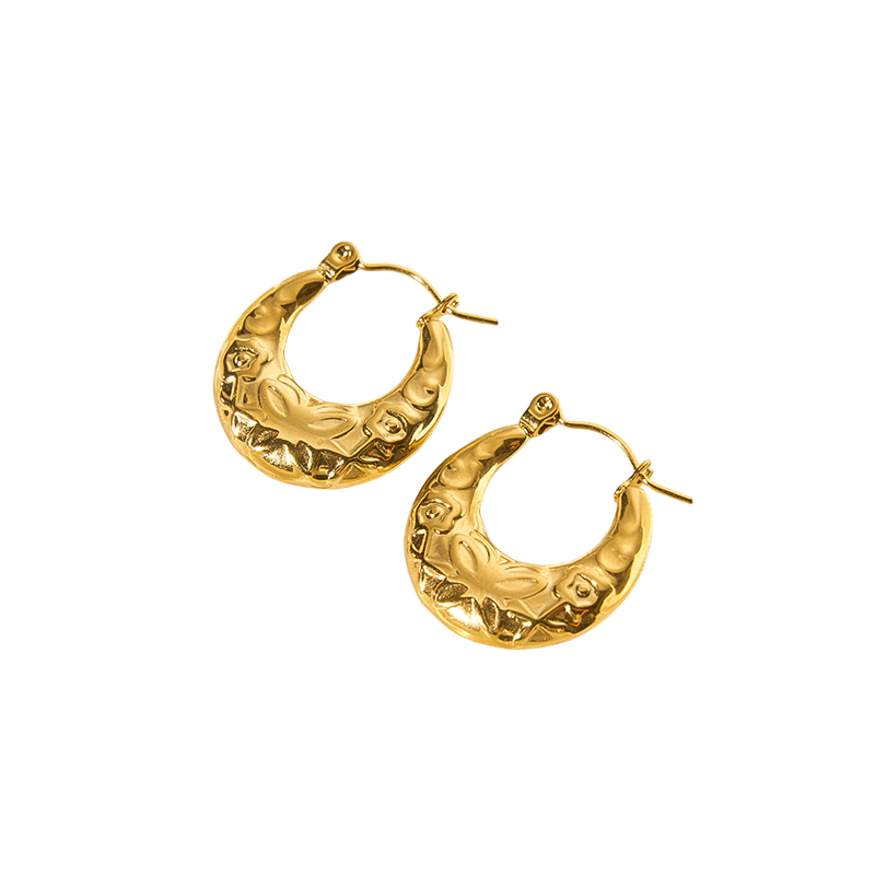 18K Gold Plated Stainless Steel Round Geometric Hoop Earrings