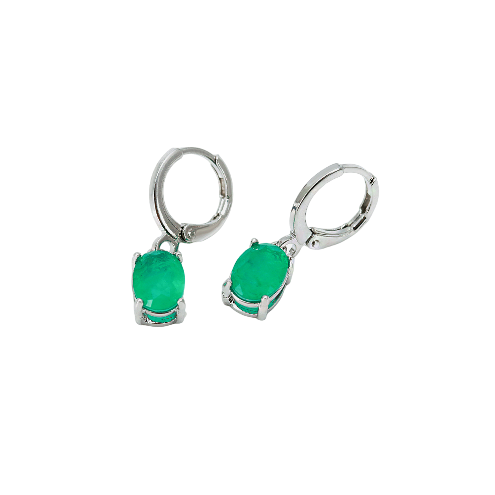 Beautiful design green agate gemstone Stainless Steel Earrings